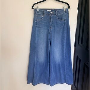 Pilcro Wide-Leg High-Rise Jeans in Medium Blue